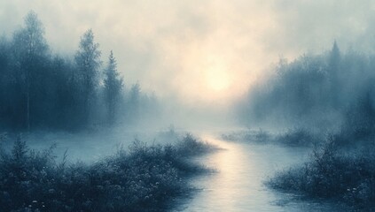 Fototapeta premium soft ethereal landscape gray white background impressionism vintage texture