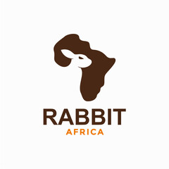 rabbit africa simple logo in negative space