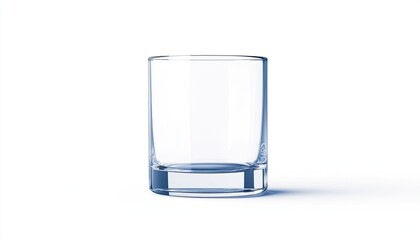 Clear glass tumbler on a white background, showcasing its sleek design and transparency for various uses