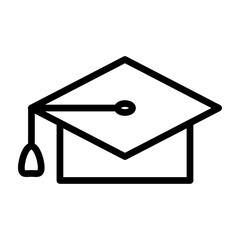Graduation Cap Vector Line Icon Design
