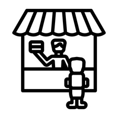 School Canteen Vector Line Icon Design