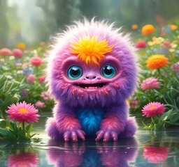 Naklejka premium Illustration of fluffy and cute small monster.