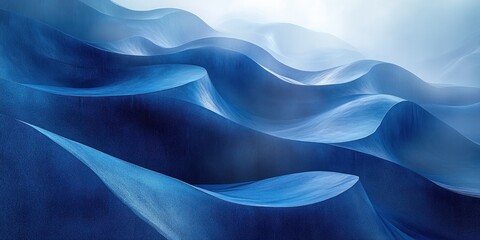 Obraz premium Abstract Blue Landscape with Geometric Shapes and Calming Lighting