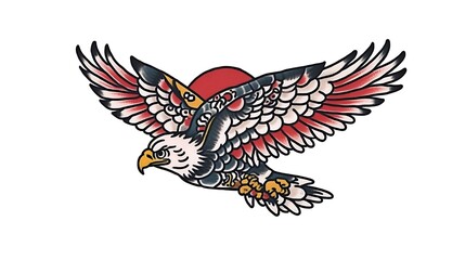 Fototapeta premium American Eagle Soaring Above Sunset