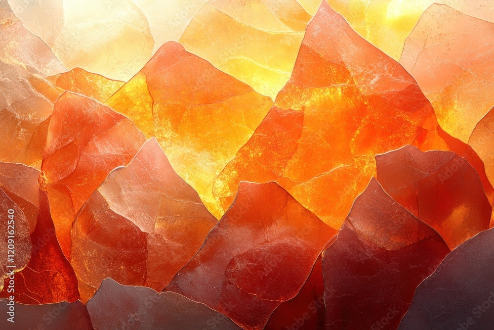 Aufkleber Abstract Orange Background with Geometric Shapes and Textured Layers in Fun Colorful Pattern