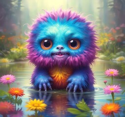 Illustration of fluffy and cute small monster.