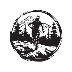 trail runner logo inspiration - vector illustration © duwa