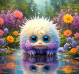 Illustration of fluffy and cute small monster.