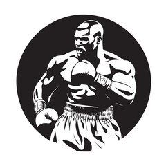 A Boxer in the Ring Vector Illustration - Logo Idea