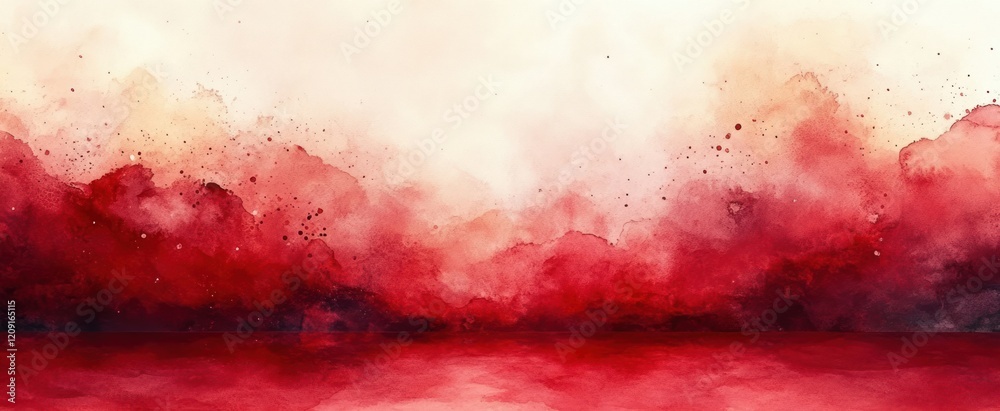 Poster abstract red background with watercolor texture warm lighting minimalistic design