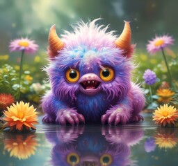 Illustration of fluffy and cute small monster.