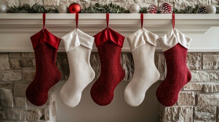 Christmas stockings hung with care cozy living room holiday decor festive environment warm atmosphere