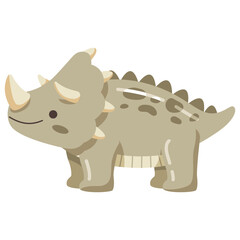 Cute Cartoon Triceratops Character Illustration