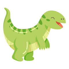 Cute Green Cartoon Velociraptor Character