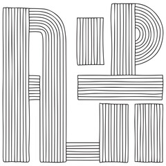 Round aesthetic hand drawn Contemporary printable pattern with abstract Minimal elegant line brush stroke trandy. Boho background in minimalist mid century style vector