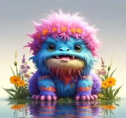 Naklejka premium Illustration of fluffy and cute small monster.