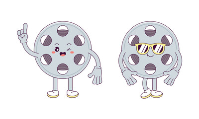Movie and cinema cartoon character mascot set