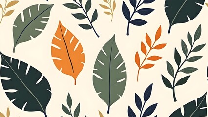 Tropical Collage Seamless Leaf Pattern in Abstract Botanical Design