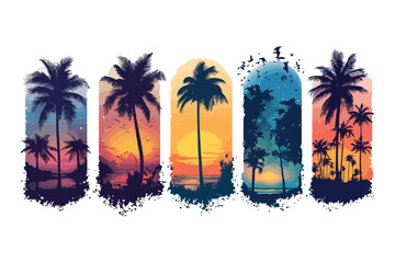 background with palm t shirt bundle vector art design