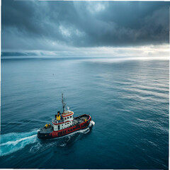 Naklejka premium tugboat floating in the ocean