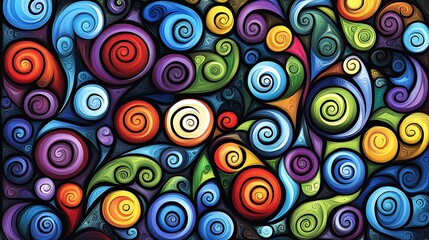 Fototapeta premium Colorful Swirling Abstract Spiral Art Design