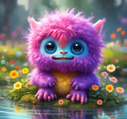 Illustration of fluffy and cute small monster.