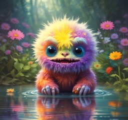 Illustration of fluffy and cute small monster.