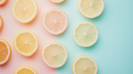 Obraz premium Vibrant citrus display overhead food photography with bright background