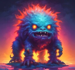 Illustration of fluffy and cute small monster.