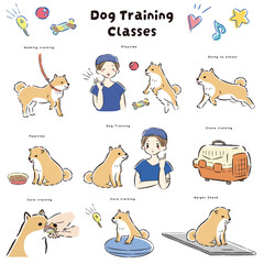 犬の幼稚園（しつけ教室、ドッグトレーナー、ドッグスクール）のイメージイラスト