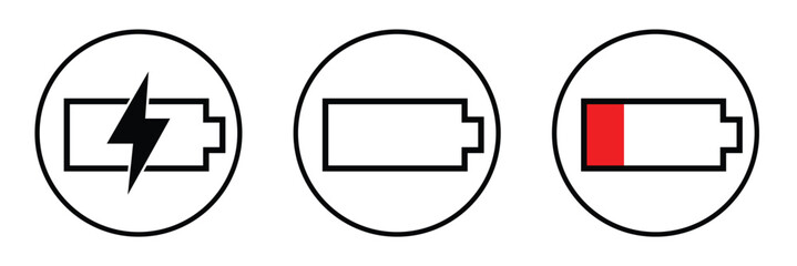 Battery icon set. battery charge level. battery Charging icon. vector illustration.