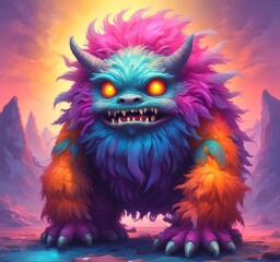 Naklejka premium Illustration of fluffy and cute small monster.