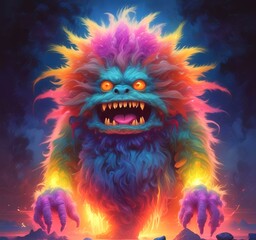 Illustration of fluffy and cute small monster.