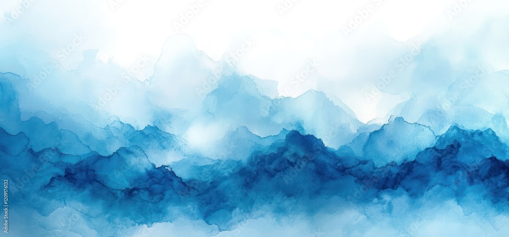 Aufkleber soft blue abstract watercolor background with gentle gradient and blurred texture in vintage style
