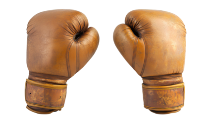 brown boxing gloves isolated on transparent background