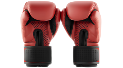 red boxing gloves isolated on transparent background