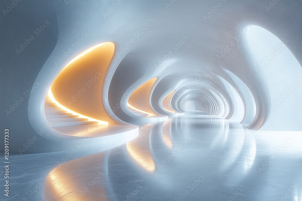 Leinwandbilder Futuristic Abstract Composition with Gentle Curves and Soft Lighting in Minimalist Architecture