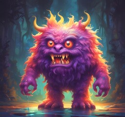 Obraz premium Illustration of fluffy and cute small monster.
