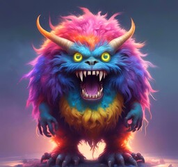Naklejka premium Illustration of fluffy and cute small monster.