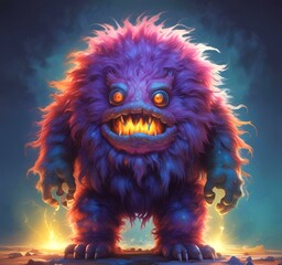 Obraz premium Illustration of fluffy and cute small monster.