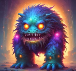 Naklejka premium Illustration of fluffy and cute small monster.