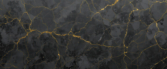 Obraz premium Elegant black marble texture with golden veins for design use.