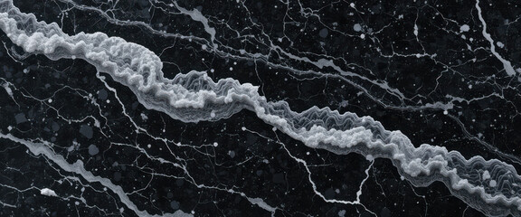 Abstract black and white marble texture with intricate patterns.