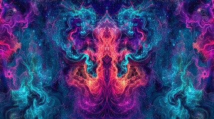 Fototapeta premium Cosmic Nebula: Vibrant Colors Dance