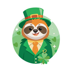 Leprechaun Sloth Holding Clover: Creative SVG Design