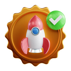 A high quality 3D icon representing a Success for Startup. The design rendered in vibrant colors and smooth textures. This icon symbolizes growth, entrepreneurship, and business development.