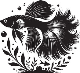 Big Arowana fish vector illustration silhouette isolated on white background