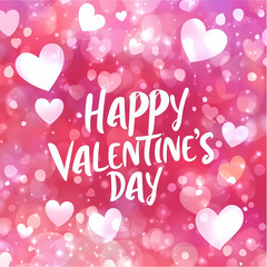 A pink background with hearts and the words Happy Valentine's Day