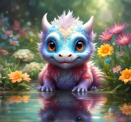 Illustration of adorable baby dragon.