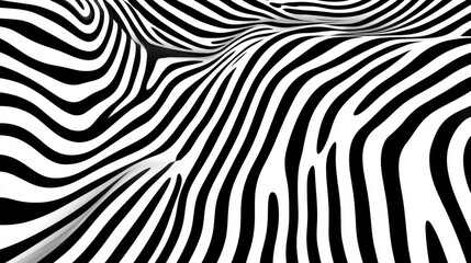 Abstract black and white wavy stripes creating a dynamic visual effect.